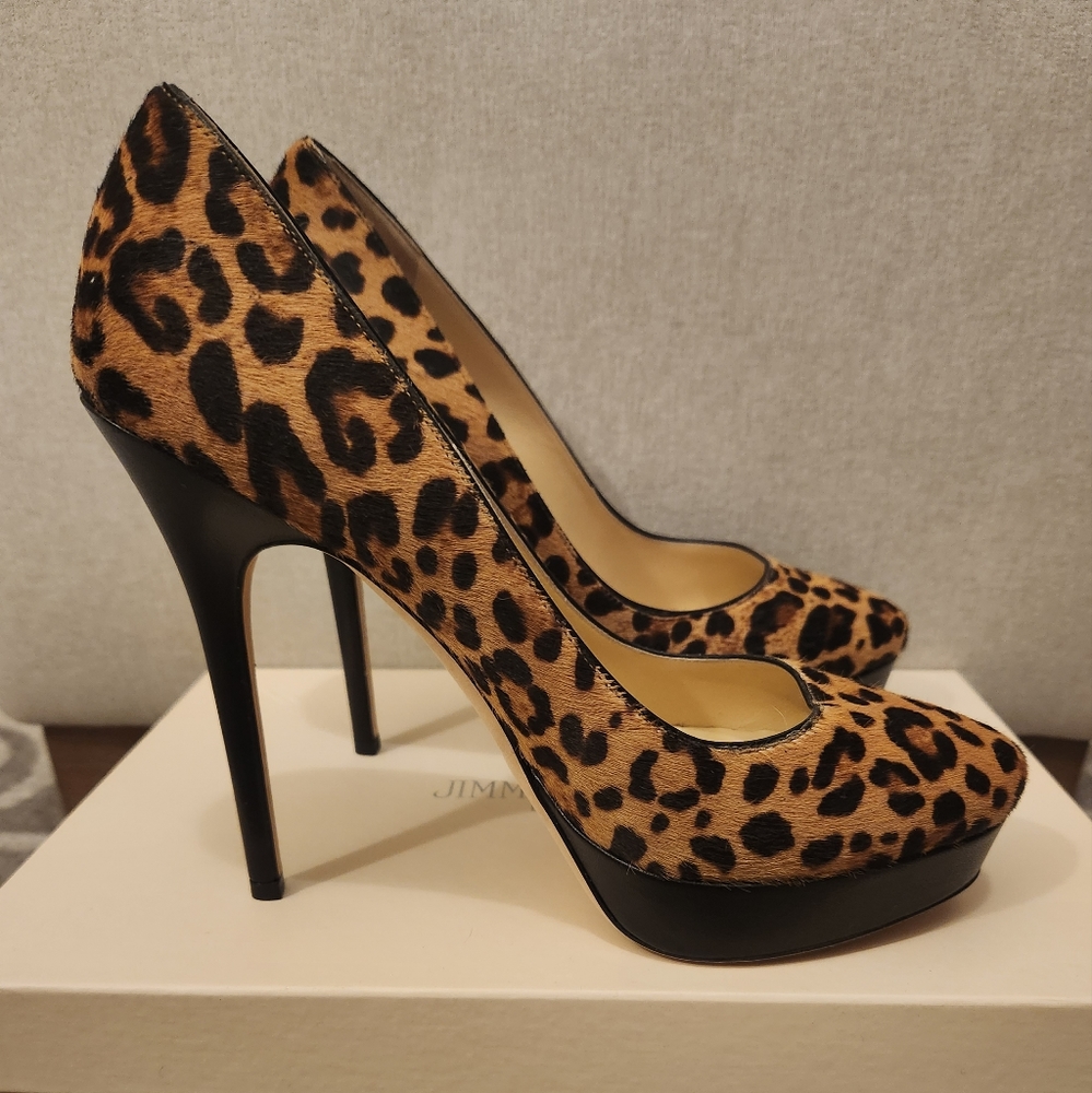 Jimmy Choo Leopard Print Pony Hair Pump